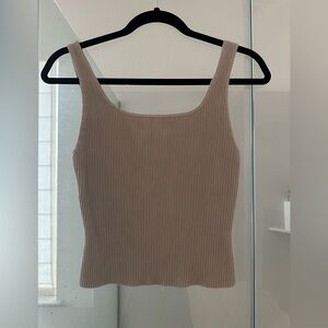 Aritzia Babaton Ribbed Beige Tank Top